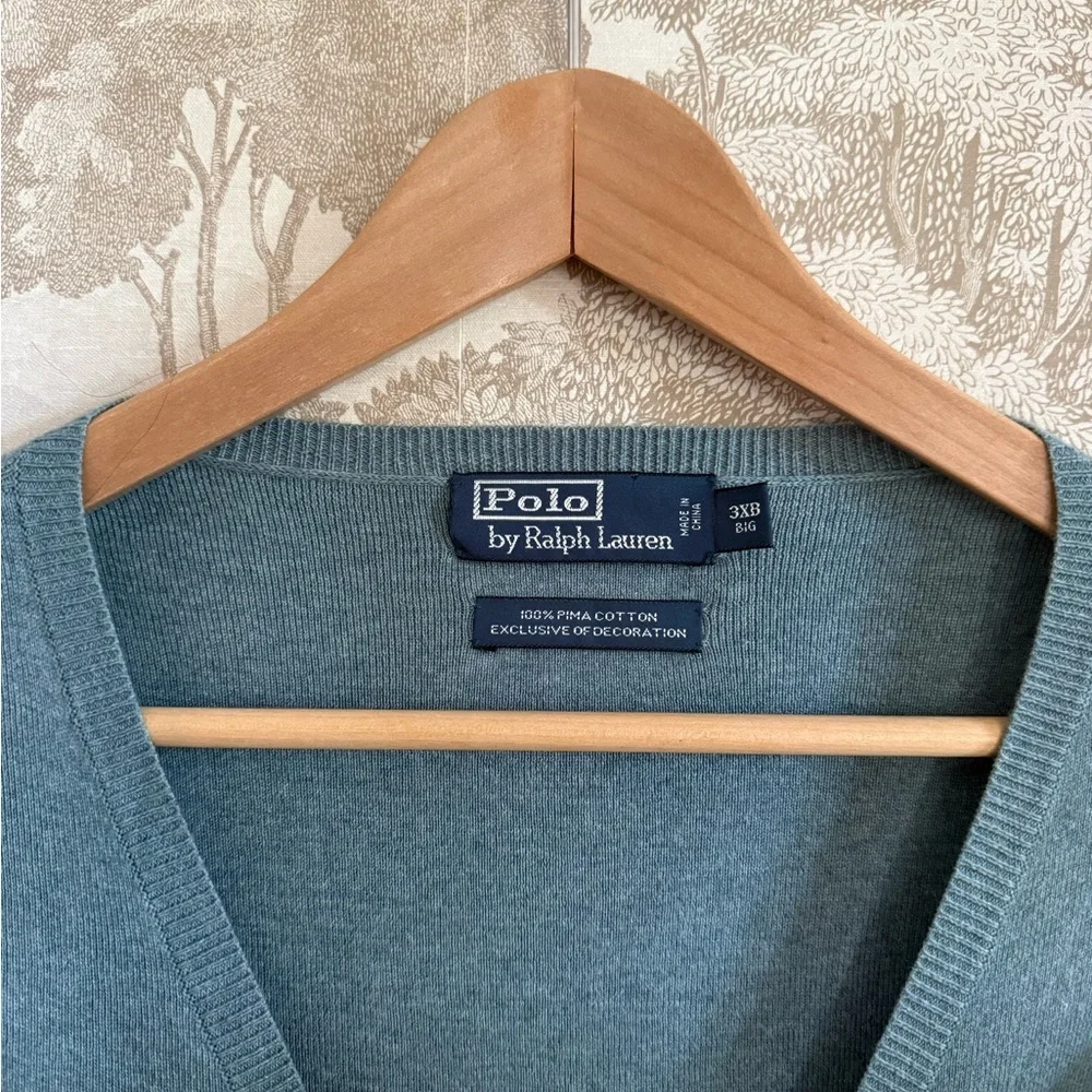 Ralph Lauren Men's Teal V-Neck Sweater Vest